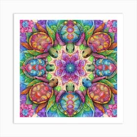 Turtles, Mandala Art Art Print