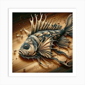 Ornate Fish Among Bubbles Art Print