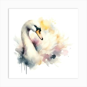 Watercolor Swan Art Print