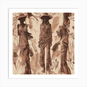 Silhouettes, Boho style Art Print