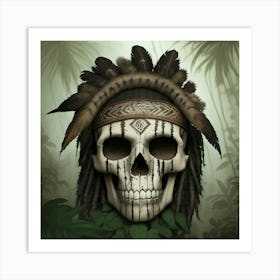 Skull With Feathers 4 Art Print