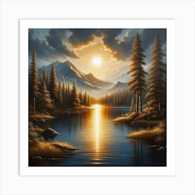 Sunset By The Lake 81 Art Print