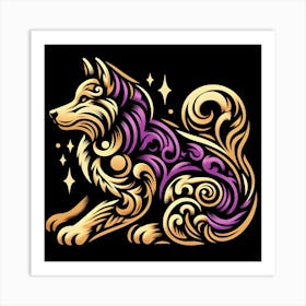 Zodiac Wolf 1 Art Print