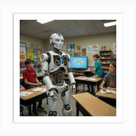 Robot In Classroom 7 Art Print