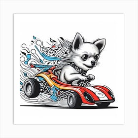 Chihuahua S Tiny Race Car Rally Art Print