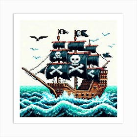 8-bit pirate ship 1 Art Print