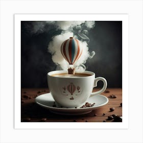 Hot Air Balloon In A Coffee Cup 3 Art Print