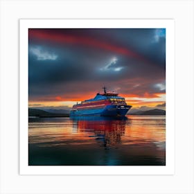 Sunset On The Fjords 2 Art Print