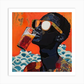 African Woman Drinking Beer Art Print