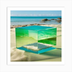 Glass Cube On The Beach 2 Art Print