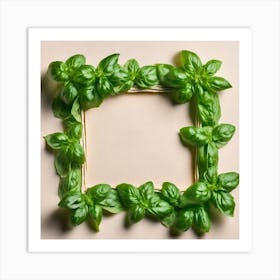 Frame Of Basil Leaves Art Print