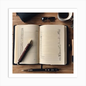 Notebook And Coffee Art Print