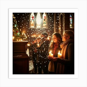 A Serene Christmas Eve Service Parishioners Immersed In Expressions Of Spiritual Surrender Engulfe (3) 1 Art Print