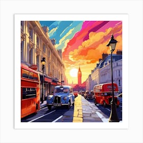 Sunset In London Art Print