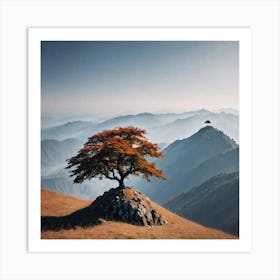 Lone Tree On Top Of Mountain 29 Art Print