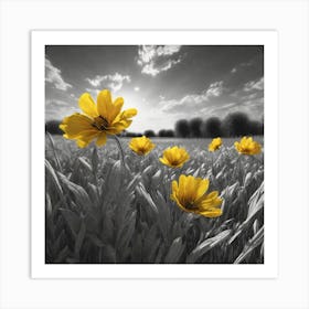 Yellow Flowers In A Field 23 Art Print