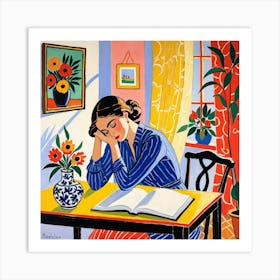 Woman Reading A Book 30 Art Print