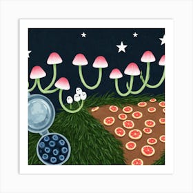 Mushrooms And Berries Art Print