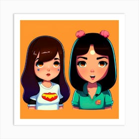 Two Asian Girls Art Print
