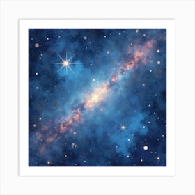 Mystic Starfield Blending With Watercolor Washes 1 Art Print