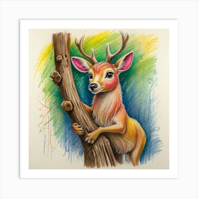 Deer In A Tree Art Print