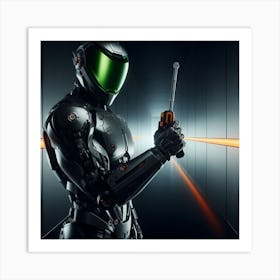 Robot Man Holding A Gun 1 Art Print