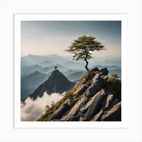 Lone Tree On Top Of Mountain 4 Art Print