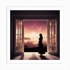 Woman Looking At The Sky Art Print