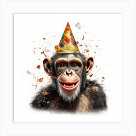 Birthday Chimpanzee Art Print