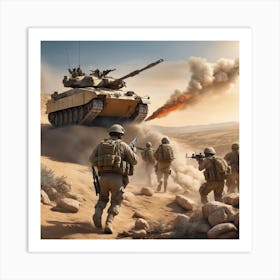 Tank In The Desert Art Print