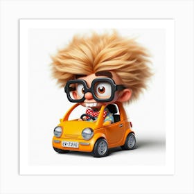 Cartoon Character Driving A Car 8 Art Print