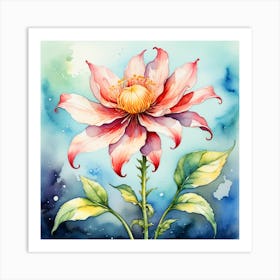 Pink Flower Watercolor Painting Art Print