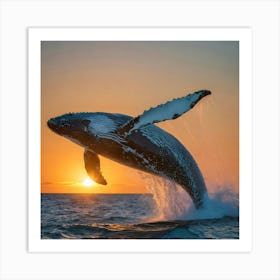 Humpback Whale Leaping Out Of The Water 8 Art Print