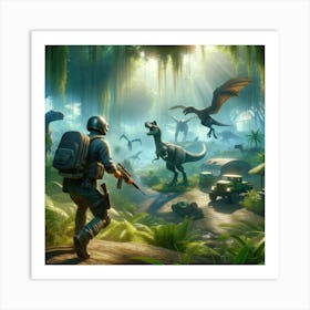 Dinosaurs In The Jungle pubg Art Print