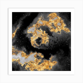 100 Nebulas in Space with Stars Abstract in Black and Gold n.106 Art Print