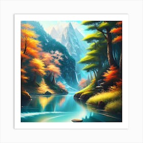 Waterfall In The Forest 34 Art Print