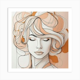 Line art Of A Woman 4 Art Print