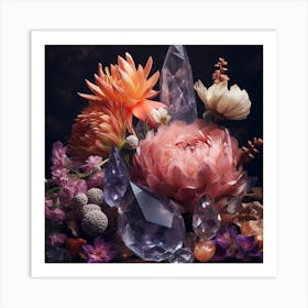 Flowers and Crystals Art Print