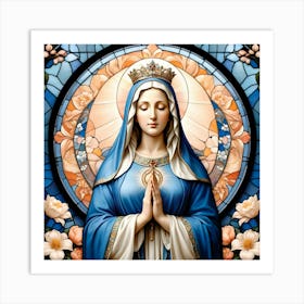 Mother Mary Stained Glass #1 Art Print