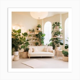 Living Room With Plants Art Print