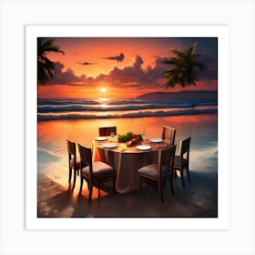 Dinner At The Beach Art Print