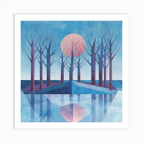 Moon And Trees Art Print