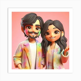 Couple With Paint On Their Faces Art Print