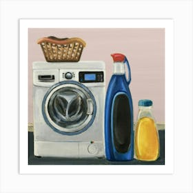 Washing Machine And Basket Print Art Print