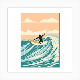 An art print showcasing a captivating portrait of a surfer catching a wave, capturing the thrill and exhilaration of the surfing experience. This dynamic and visually striking art print is perfect for surf enthusiasts and those who seek to infuse their space with the spirit of coastal adventure, bringing a touch of adrenaline to home decor. Art Print