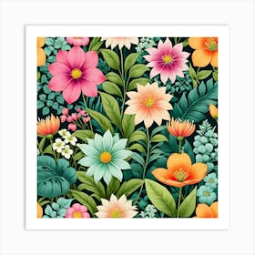 Floral Wallpaper 1 Art Print