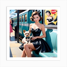 Cute Dog And Dress Art Print