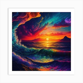 Sunset Over Ocean Art Print