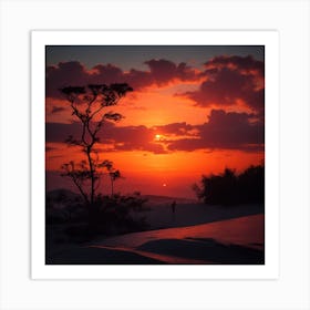 Sunset In White Sand Dunes Art Print