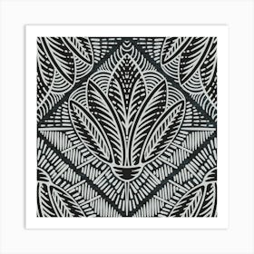 African Flower Black And White Pattern Art Print